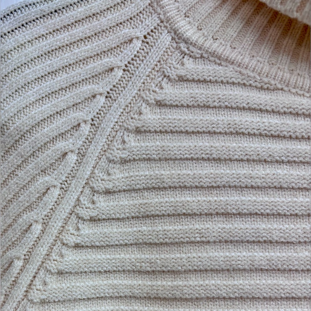 SAGE THE LABEL Ribbed Turtleneck Sweater with Wide Bell Cuffs in Ivory/Cream - Picture 3 of 16